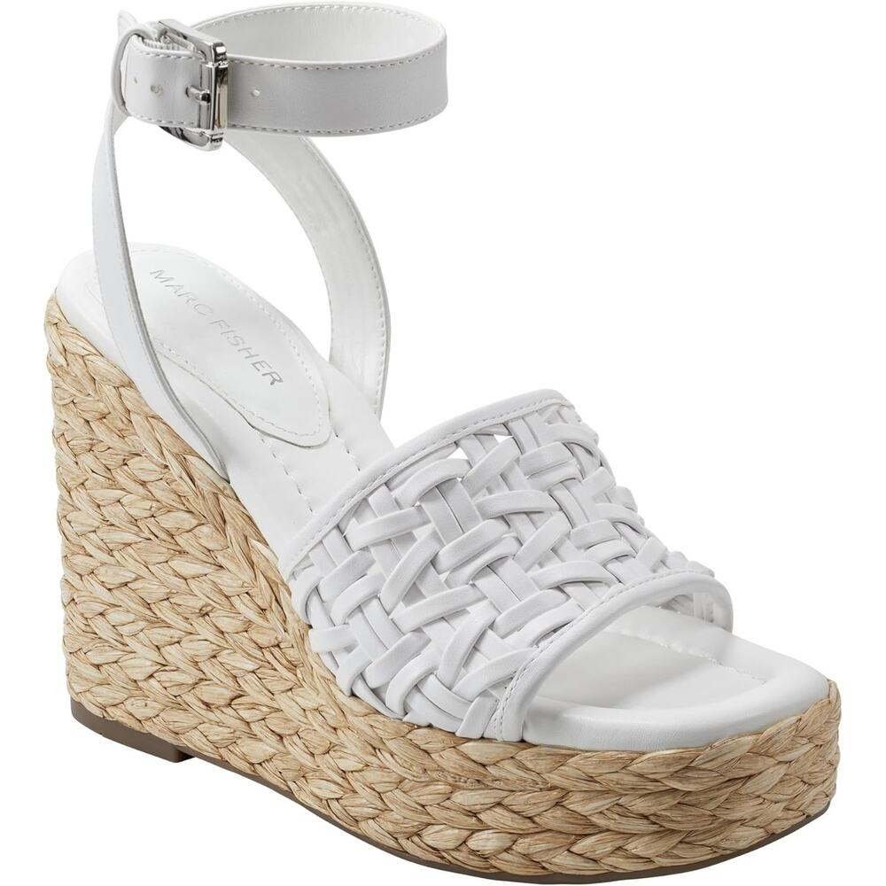 Marc Fisher Women Godina Ankle Strap Espadrille Sandals Size US 10M White